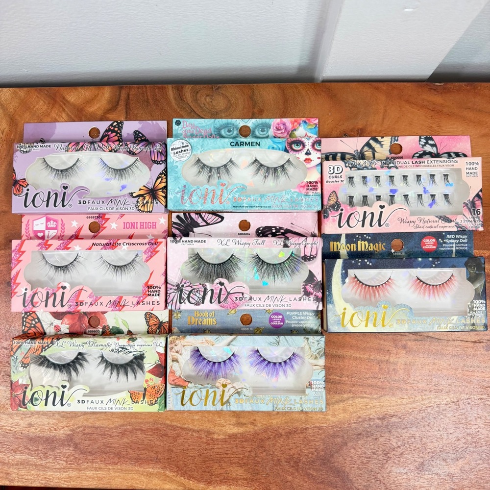 Bulk 8 Lot Asst Ioni 3D Faux Mink Lashes Set Wispy Dramatic Individual Colored